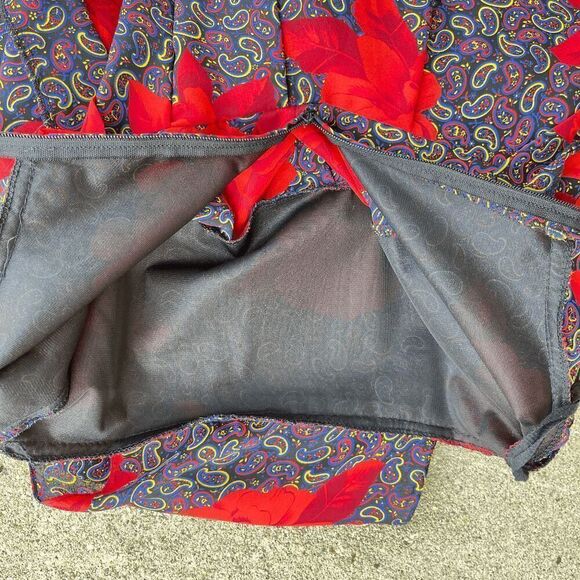 Vintage 1980s Funky, Fit and Flare, Bold Paisley Rose Print Maximalist Midi Dres - Picture 4 of 8